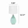 Creekwood Home Traditional  Ceramic Textured Thumbprint Tear Drop Shaped Table Desk Lamp, White Fabric Shade, Blue CWT-2001-BL